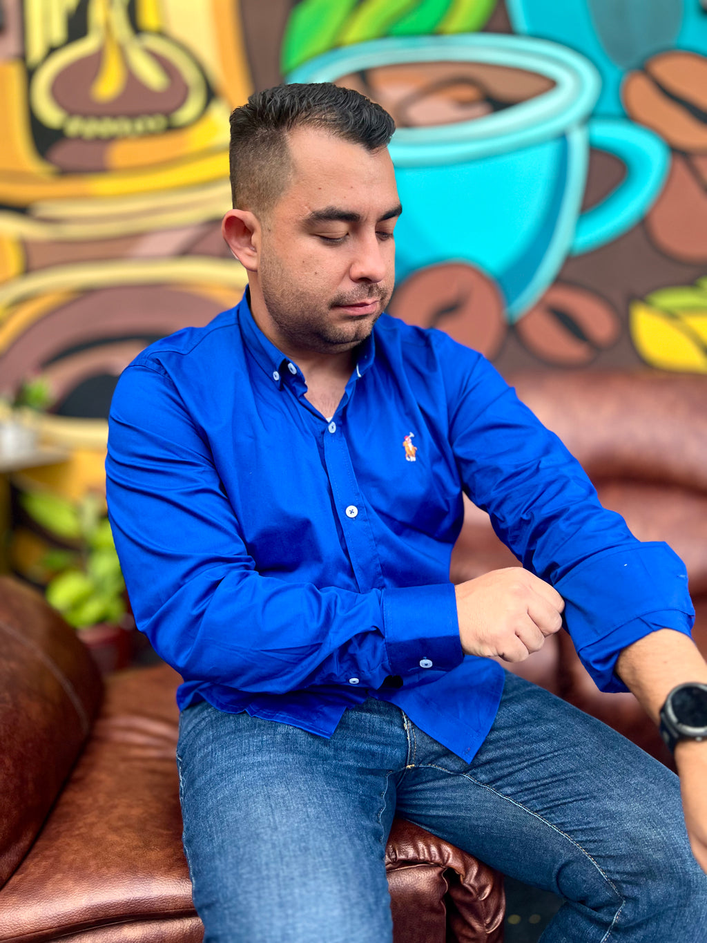 Camisa Hombre Azul Rey